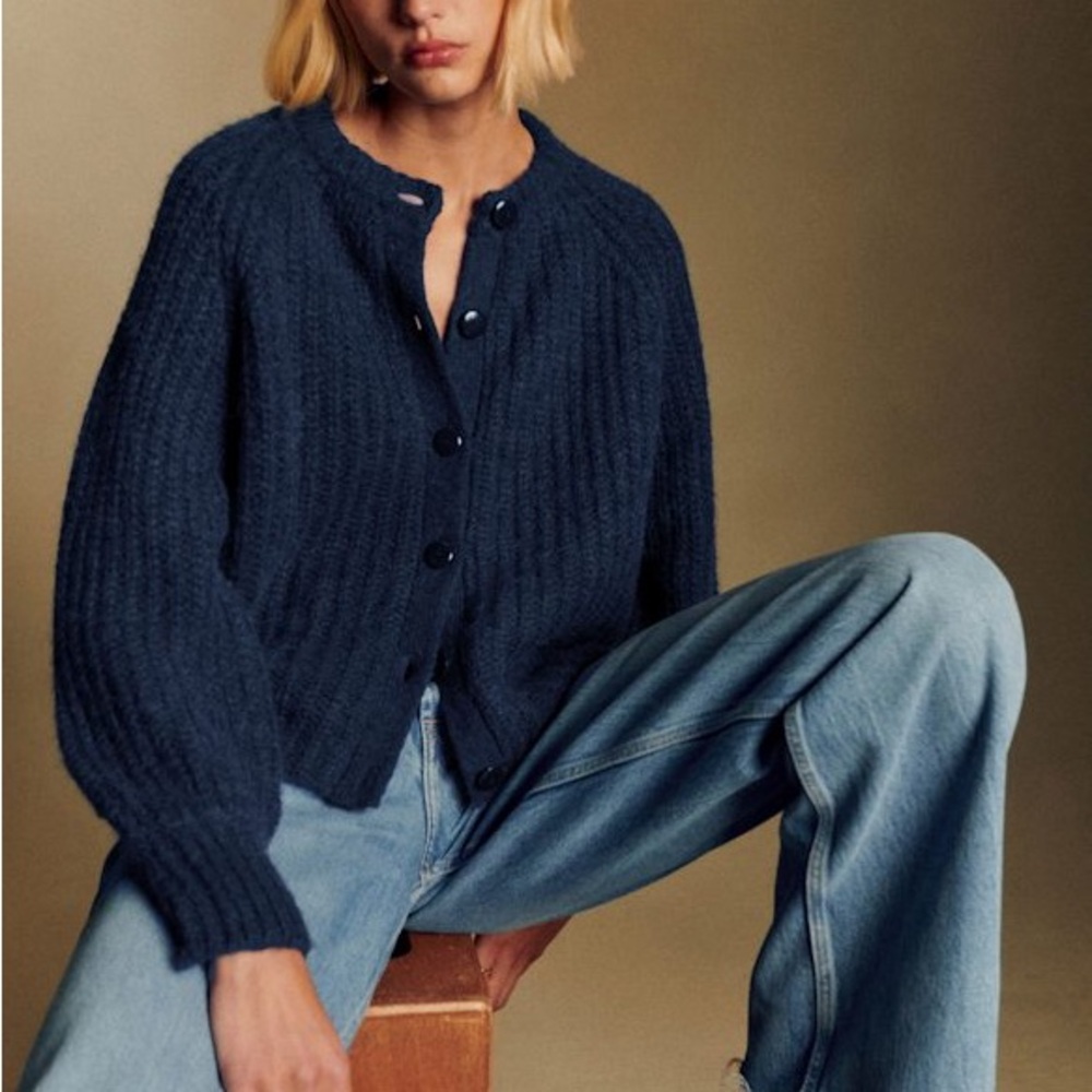 Sezane Navy Blue Emile Cardigan